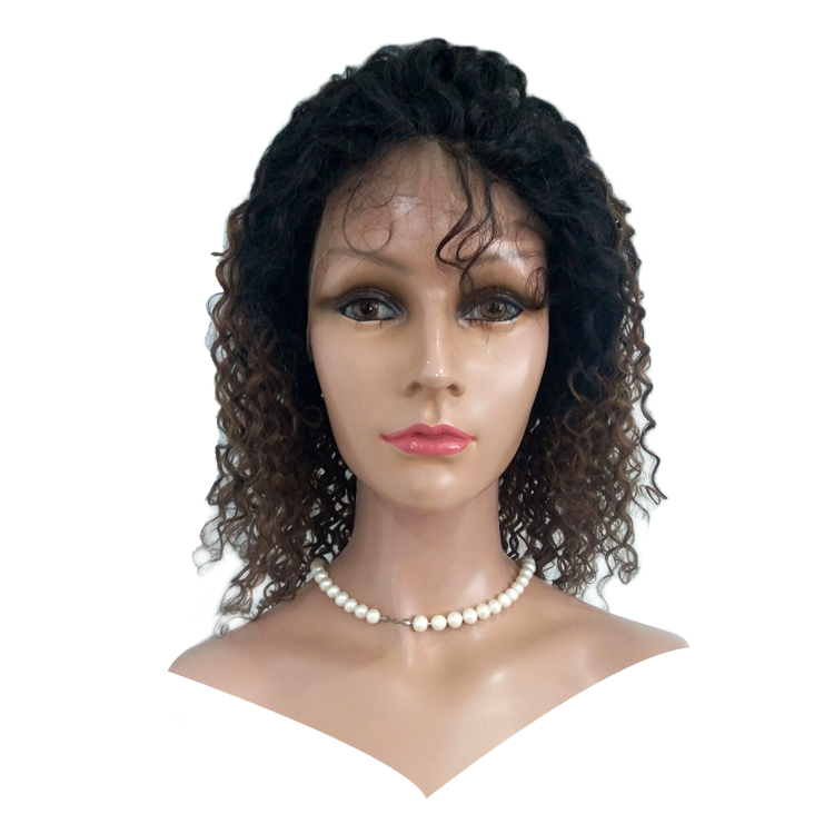 Human Hair Wig 1b/4 Ombre Color Curly Lace Front Wig 16 Inch Factory Price Lace Wig LM365 